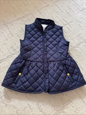 Janie and Jack Navy Quilted Peplum Vest with Gold Buttons